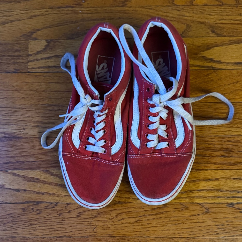 Vans Classic Red and White Lace-Up Shoes